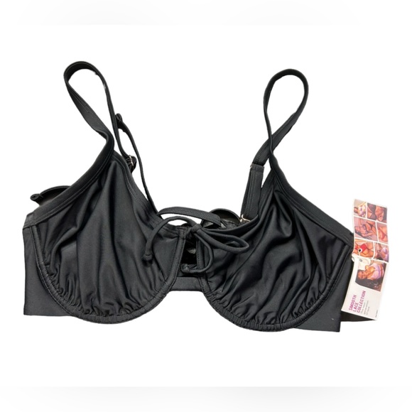 SMART & SEXY women’s black lace up back underwire bikini swim top size XL NWT - Picture 2 of 5